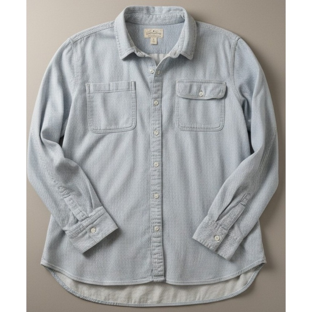 Lucky Brand Men's Button Down‎ Shirt Blue White Pinstripe Long Sleeve Large
